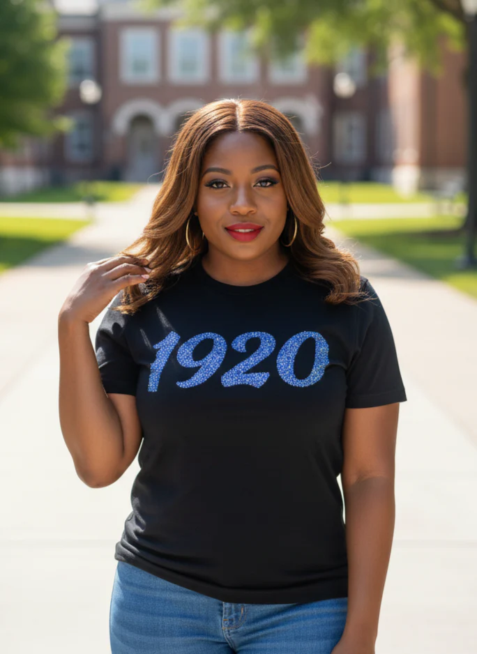 Black with '1920' Blue Diamonds Top - Image 3