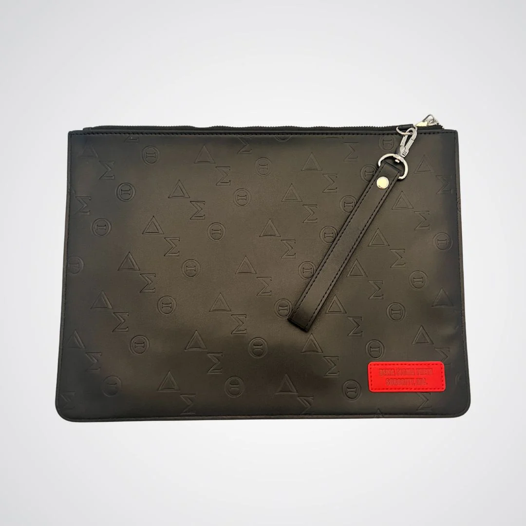 Delta Sigma Theta Black Vegan Leather Wristlet - Image 7