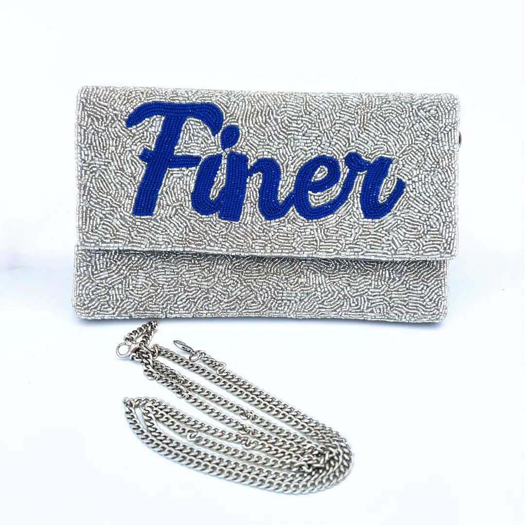 “Finer” Beaded Silver Clutch - Image 3
