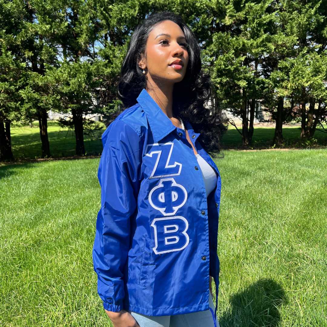 Zeta Phi Beta Greek Letter Ladies' Cut Greek Letter Jacket (Black/ Blue) - Image 8