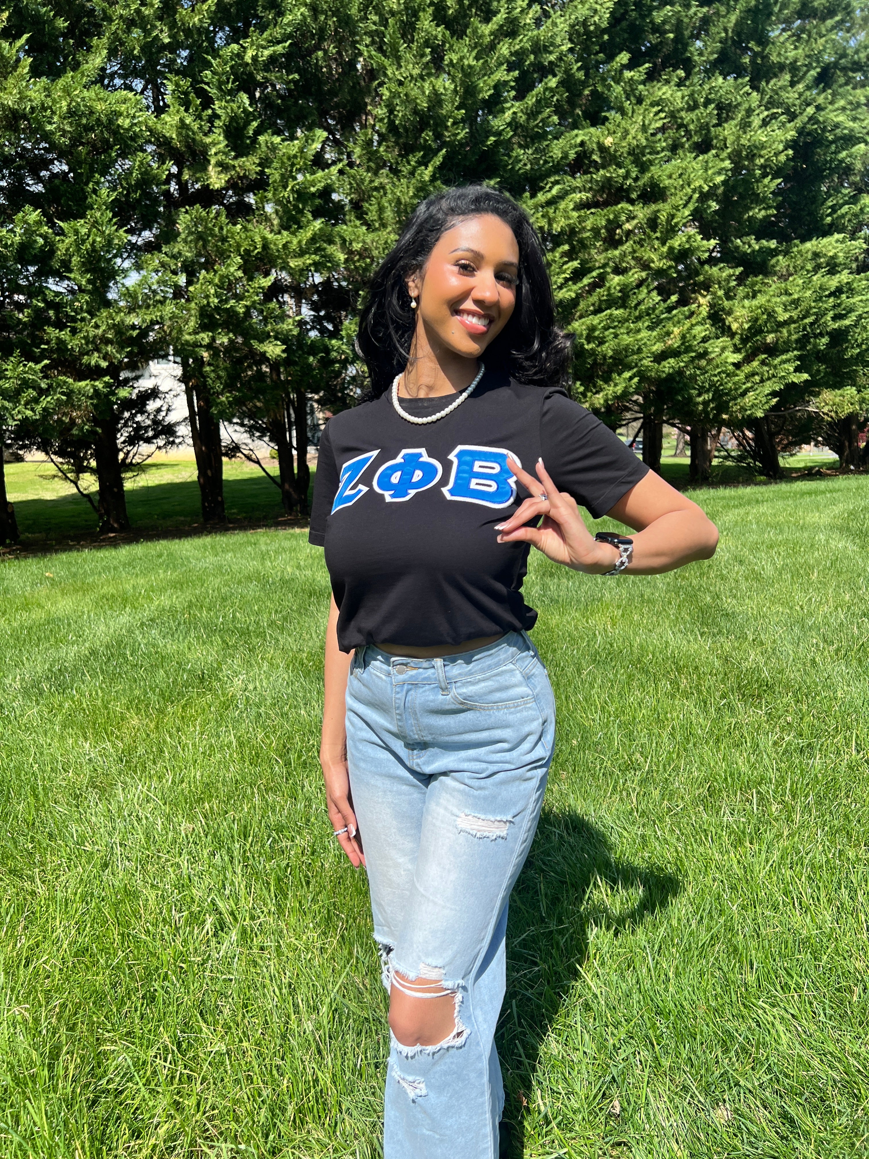 Zeta Phi Beta Greek Letter T-shirt Black (Ladies Cut) - Image 3
