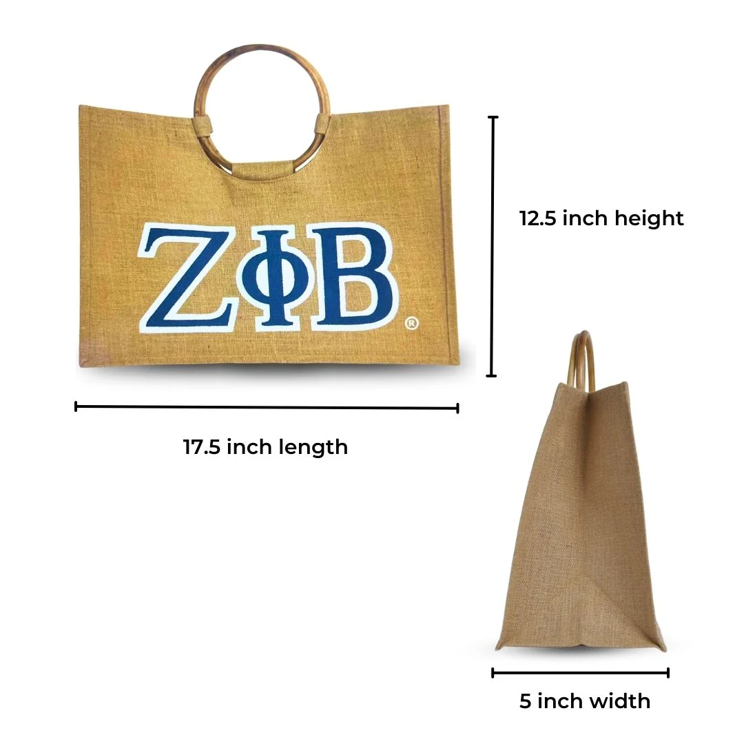 Zeta Phi Beta ZPHIB Ring Handle Jute Bag - Image 4